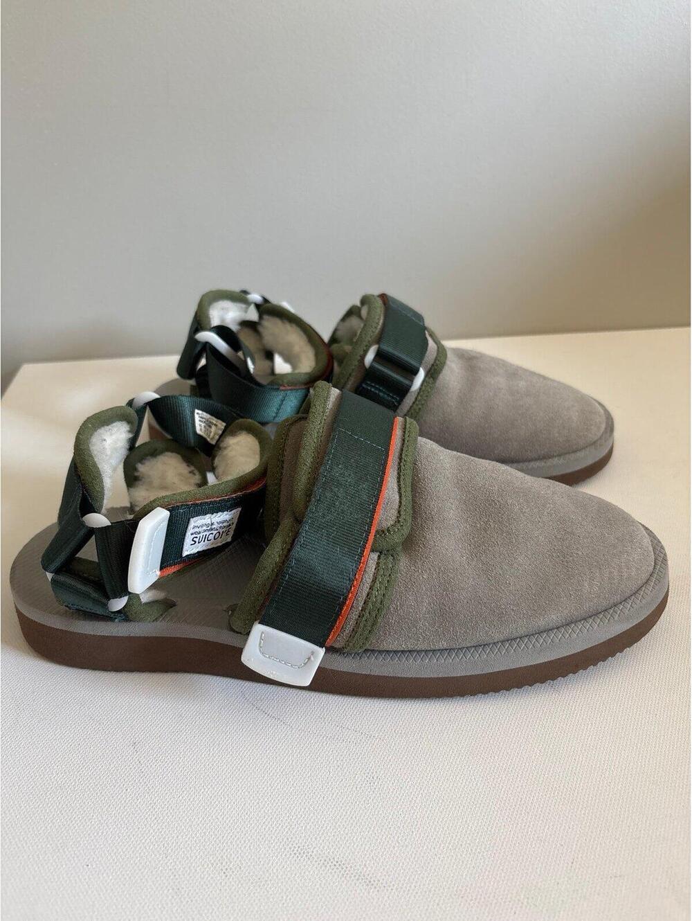 Suicoke Grey SHERLING LINED SANDALS SIZE US 9/ EU 42 Unisex Adjustable